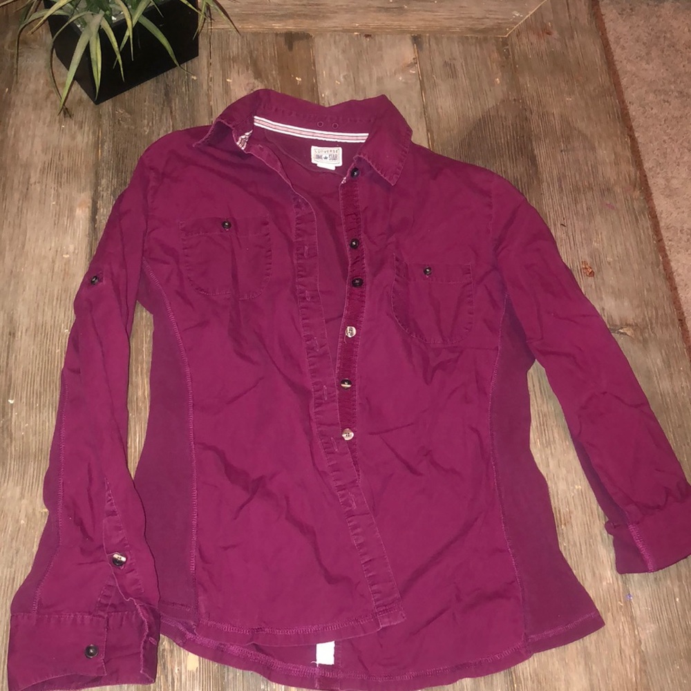 Converse blouse. Button down. Burgundy color